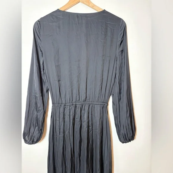Zadig & Voltaire Black Long Wrap Maxi Evening Long Sleeve Satin Dress Size SM - Picture 7 of 9